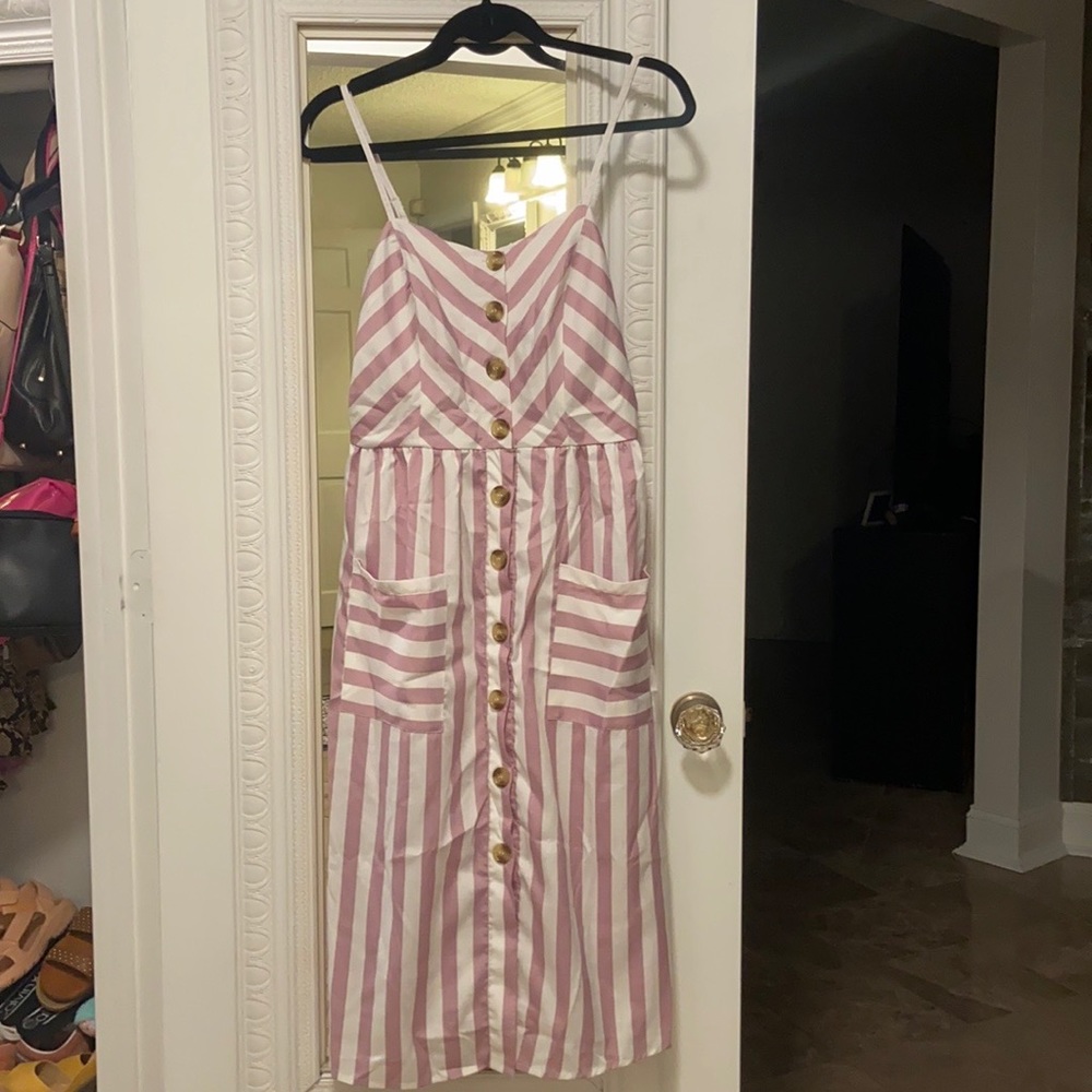 Blush pink and white summer dress